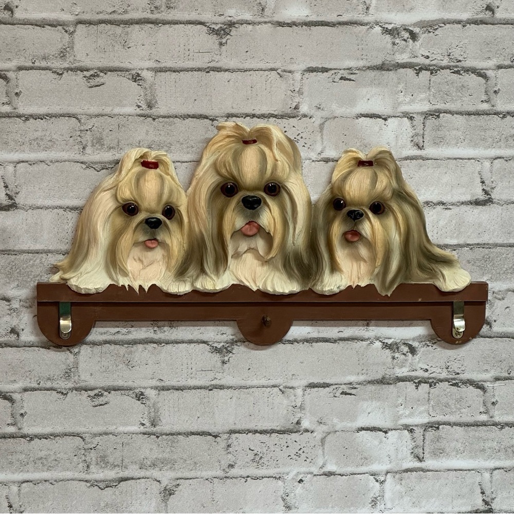 Doggie Decor Shih Tzu Wall Hanging Plaque Realistic Eyes Key Leash Note Holder
